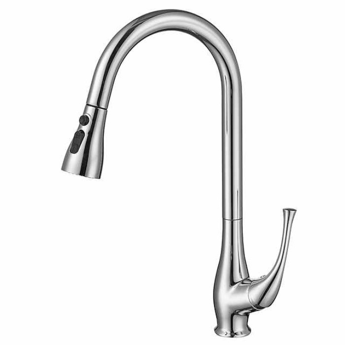 Kitchen Faucet with Pull-out Spray,Single Handle One Hole Nickel Brushed / Electroplated Pull-out / Pull-down / Standard Spout / Tall / High Arc Centerset