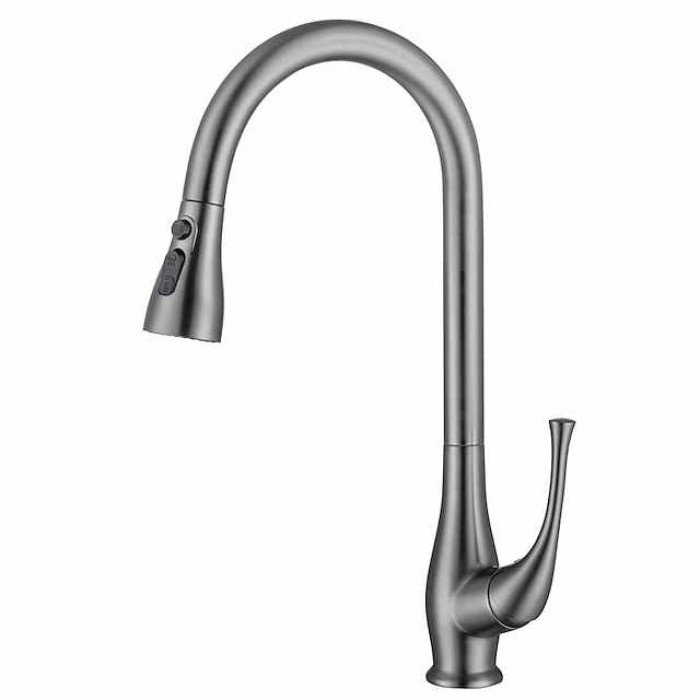 Kitchen Faucet with Pull-out Spray,Single Handle One Hole Nickel Brushed / Electroplated Pull-out / Pull-down / Standard Spout / Tall / High Arc Centerset