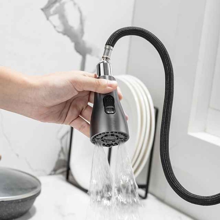 Kitchen Faucet with Pull-out Spray,Single Handle One Hole Nickel Brushed / Electroplated Pull-out / Pull-down / Standard Spout / Tall / High Arc Centerset