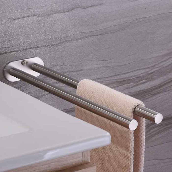 Double Arm Towel Holder 304 Stainless Steel Towel Bar Rail Wall Kitchen Hanger Shelf for Towels Bathroom Towel Rack