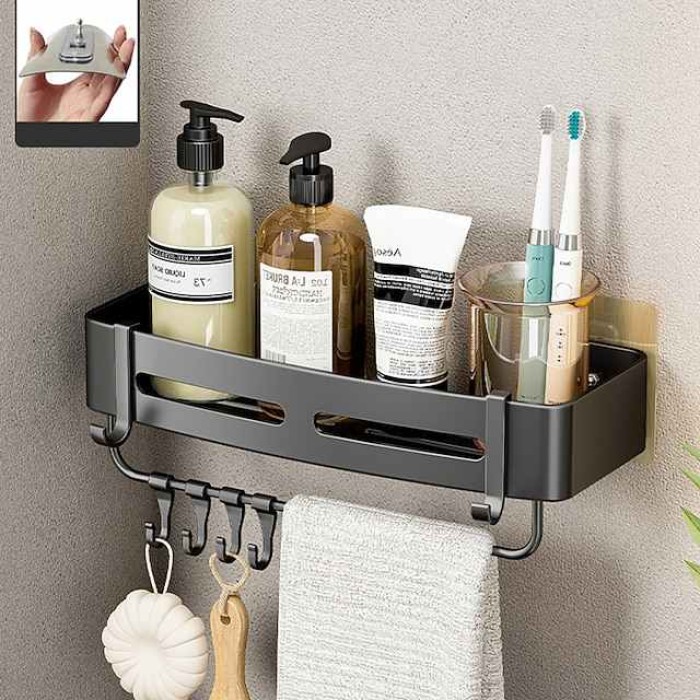 Black Bathroom Shelf Bathroom Non Perforated Toilet Toilet Washstand Shower Room Wall Hanging Storage Triangle Basket