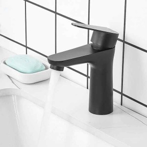 Bathroom Sink Faucet,Stainless Steel Matte Black/Nickel Brushed Single Handle One Hole Bath Taps with Hot and Cold Switch