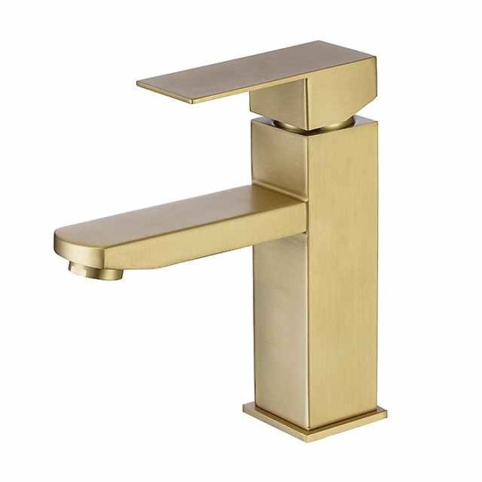 Bathroom Sink Faucet,Classic Stainless Steel Electroplated / Painted Finishes Centerset Single Handle One Hole Bath Taps