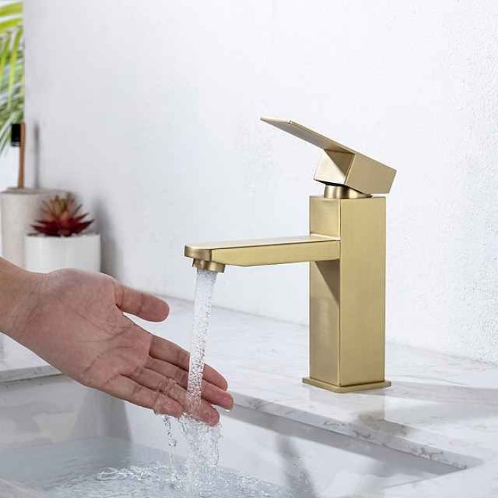 Bathroom Sink Faucet,Classic Stainless Steel Electroplated / Painted Finishes Centerset Single Handle One Hole Bath Taps