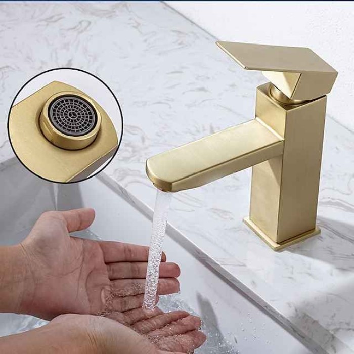 Bathroom Sink Faucet,Classic Stainless Steel Electroplated / Painted Finishes Centerset Single Handle One Hole Bath Taps