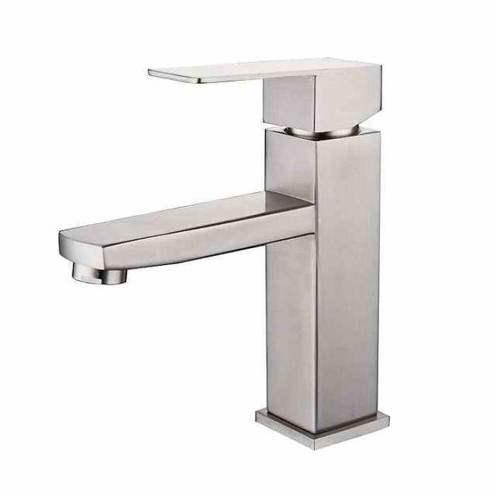 Bathroom Sink Faucet,Classic Stainless Steel Electroplated / Painted Finishes Centerset Single Handle One Hole Bath Taps