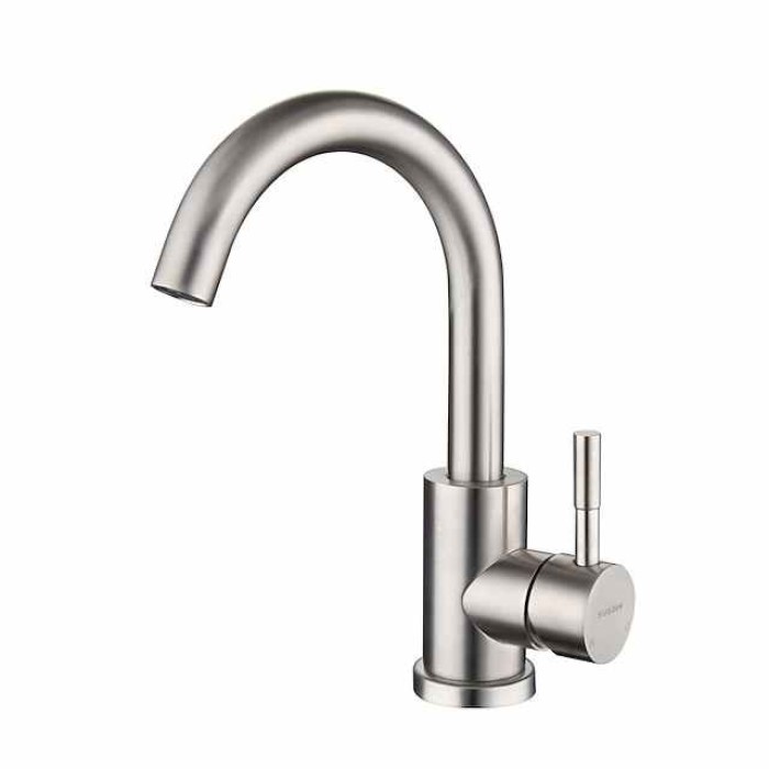 Bathroom Sink Faucet - Rotatable / Classic Stainless Steel / Painted Finishes Centerset Single Handle One Hole Bath Taps