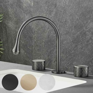 Bathroom Sink Faucet - Rotatable / Classic Electroplated Widespread Two Handles Three Holes Bath Taps