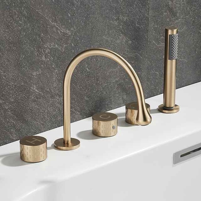 Bathtub Faucet - Contemporary Electroplated Roman Tub Brass Valve Bath Shower Mixer Taps