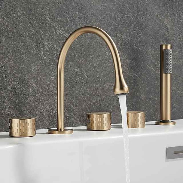 Bathtub Faucet - Contemporary Electroplated Roman Tub Brass Valve Bath Shower Mixer Taps