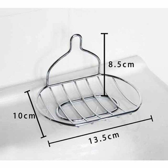 Soap Dish Stainless Steel Suction Cup Bathroom Soap Drain Rack Free Punching Wall Hanging Household Storage Soap Box