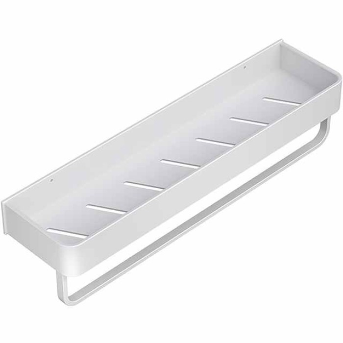 Bathroom Shelves Wall Mounted White Storage Organizer Rack Bathroom Kitchen Bathroom Hardware Pendant Bathroom Shelf Space Aluminum Shower Rack Corner Shelf Square Bath Shower Shelf