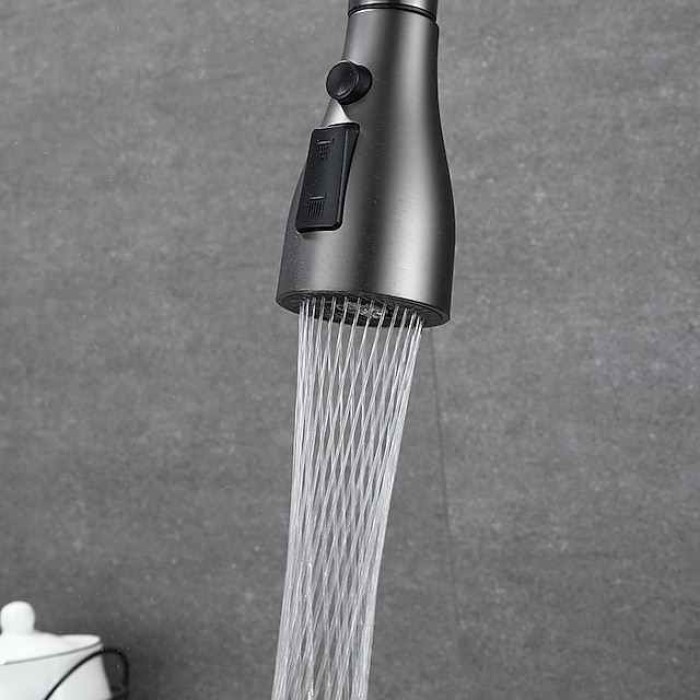 Kitchen Faucet with Pull-out Spray,Single Handle One Hole Rotatable Electroplated Pull-out / Pull-down / Standard Spout / Tall / High Arc Centerset Modern Contemporary Style Kitchen Taps