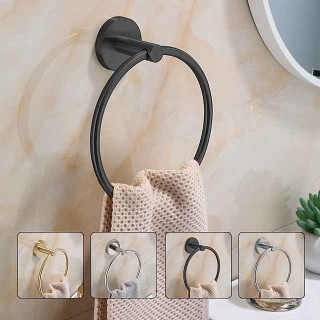 Towel Ring for Bathroom,Stainless Steel Hand Towel Holder Modern Circle Towel Hanger Round Towel Rack Wall Mounted(Black/Chrome/Golden/Brushed Nickel)