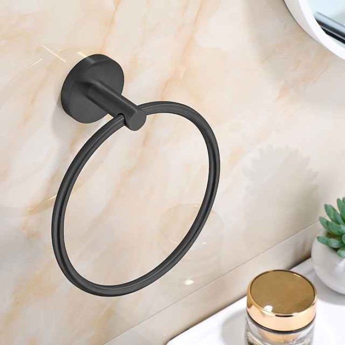 Towel Ring for Bathroom,Stainless Steel Hand Towel Holder Modern Circle Towel Hanger Round Towel Rack Wall Mounted(Black/Chrome/Golden/Brushed Nickel)