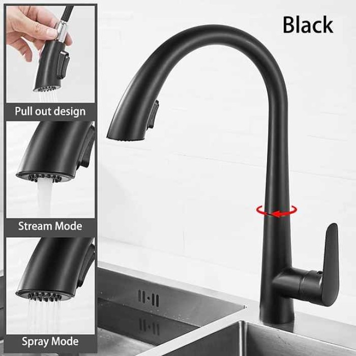 Kitchen Faucet with Pull-out Sprayer,Single Handle One Hole Electroplated Pull-out / Pull-down Centerset Retro Vintage Kitchen Taps