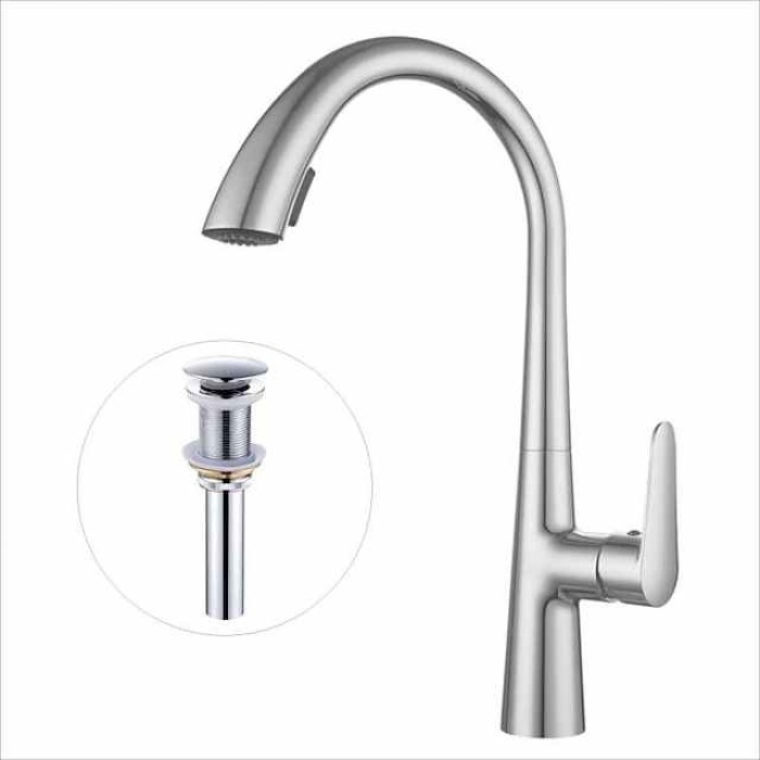 Kitchen Faucet with Pull-out Sprayer,Single Handle One Hole Electroplated Pull-out / Pull-down Centerset Retro Vintage Kitchen Taps