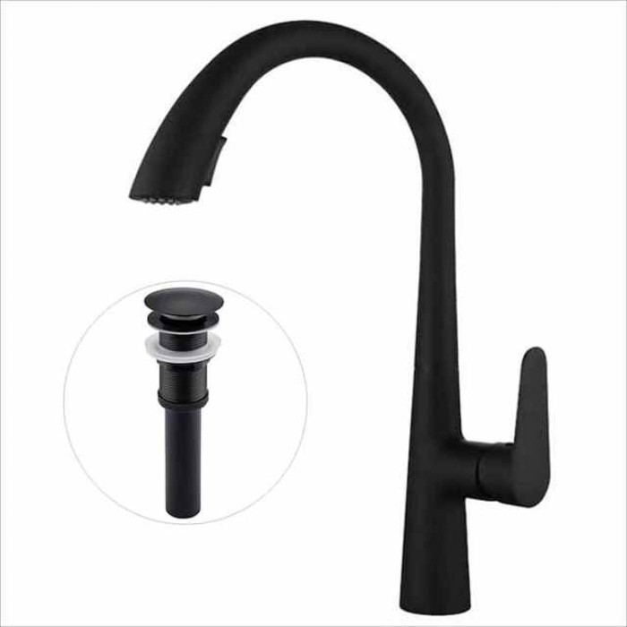 Kitchen Faucet with Pull-out Sprayer,Single Handle One Hole Electroplated Pull-out / Pull-down Centerset Retro Vintage Kitchen Taps