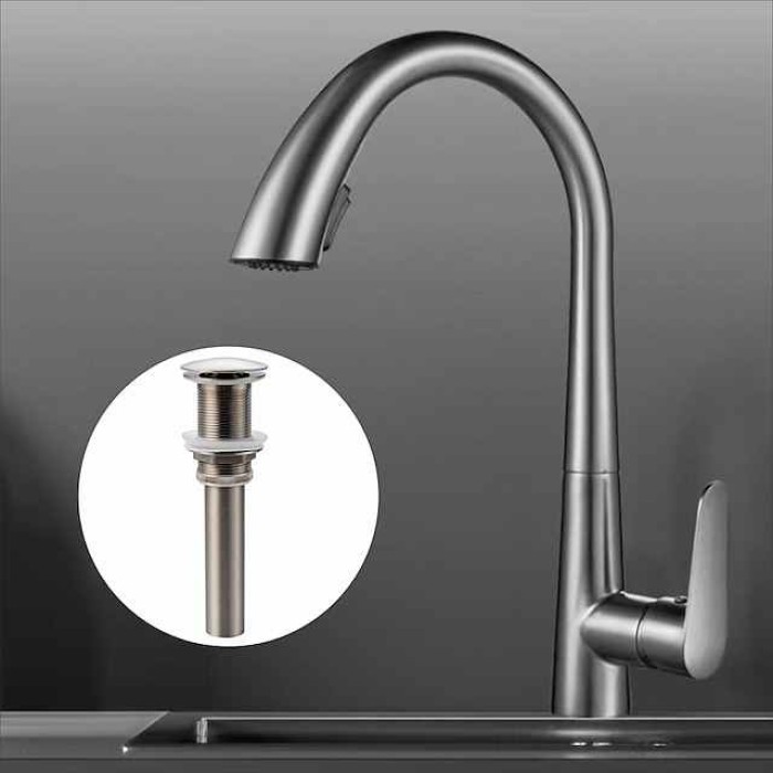 Kitchen Faucet with Pull-out Sprayer,Single Handle One Hole Electroplated Pull-out / Pull-down Centerset Retro Vintage Kitchen Taps