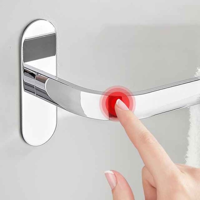 Non Perforated Towel Rack Stainless Steel Bathroom Pendant Bath Towel Hook Toilet Single Pole Double Pole Toilet Towel Bar