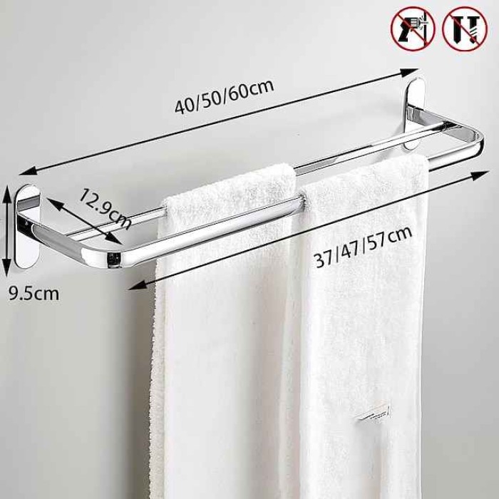 Non Perforated Towel Rack Stainless Steel Bathroom Pendant Bath Towel Hook Toilet Single Pole Double Pole Toilet Towel Bar