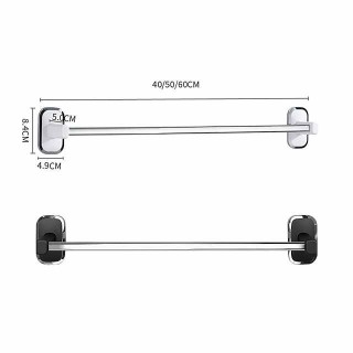 Towel Rack Stainless Steel Self-adhesive Bathroom Suction Cup Bathroom Hanger Toilet Hanger Plastic Wall Suction Single Bar Towel Bar Hole Free