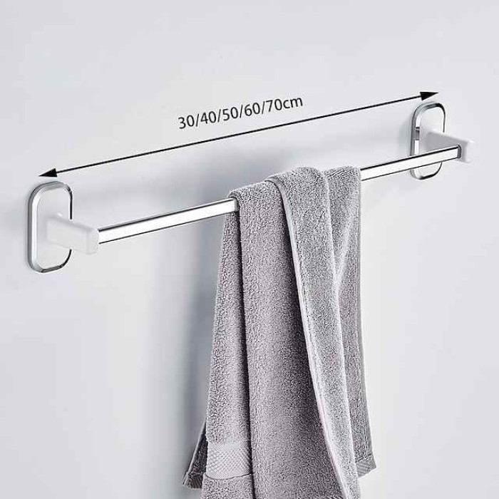 Towel Rack Stainless Steel Self-adhesive Bathroom Suction Cup Bathroom Hanger Toilet Hanger Plastic Wall Suction Single Bar Towel Bar Hole Free