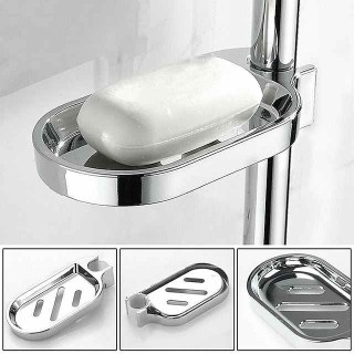 Shower Rail Soap Dish Box Soap Holder Soap Pallet Shower Rod Slide Bar ABS Chrome for Sliding Bar Bathroom Tray Soap Box Slide Bar Soap Dish Holder Replacement Soap Pallet