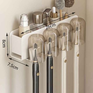 White Toothbrush Rack Bathroom Toilet Non Perforated Wall Mounted Electric Mouthwash Cup Brush Cup Wall Mounted Space Aluminum Storage Rack