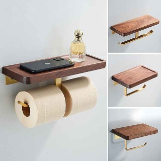 Walnut Toilet Tissue Holder Punch Free Toilet Solid Wood Paper Holder Cross Border Mobile Phone Toilet Paper Holder