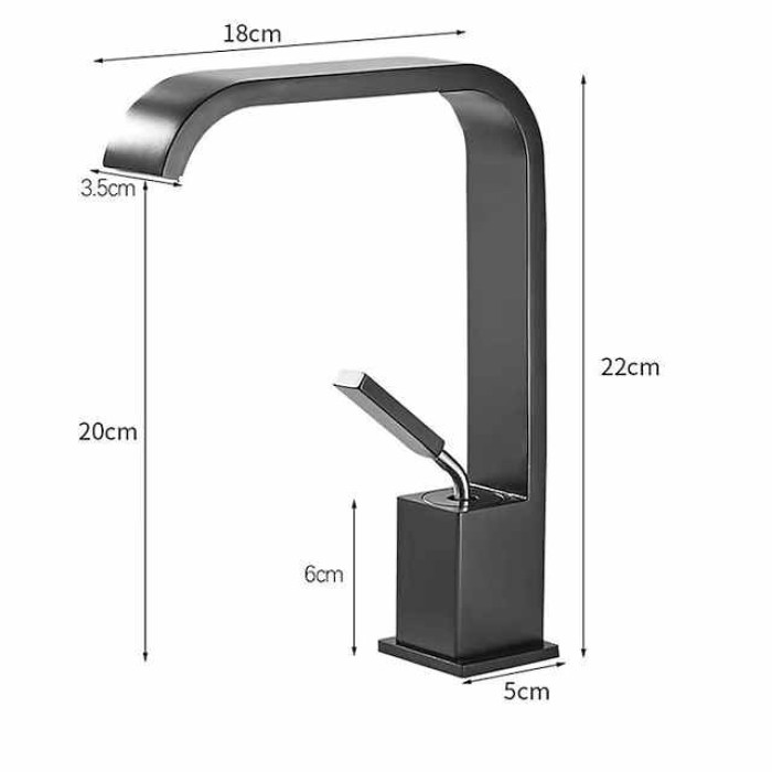 Waterfall Bathroom Sink Mixer Faucet, Monobloc Basin Taps Single Handle Wash Basin Faucets with Hot and Cold Hose Vessel Water Brass Tap Deck Mounted