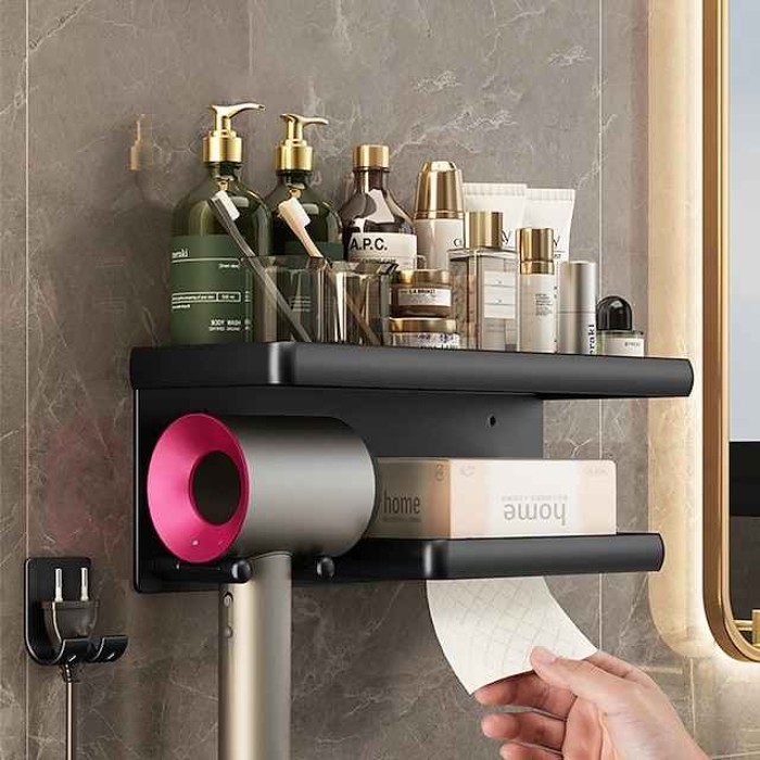 Hair Dryer Rack Paper Towel Rack Toilet Hair Dryer Rack Punch Free Bathroom Washstand Toilet Rack