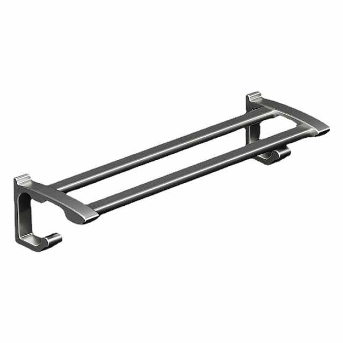 Non-Perforated Towel Rack Bathroom Towel Rack Hook Bathroom Hanging Rack Toilet Towel Bar Storage Rack Gun Gray Double Bar