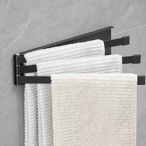 Towel Rack New Punch-Free Iron Art Can Be Rotated 180 Degrees Towel Bar Toilet Hanging Towel Rack Single-Pole Multi-Pole Bathroom