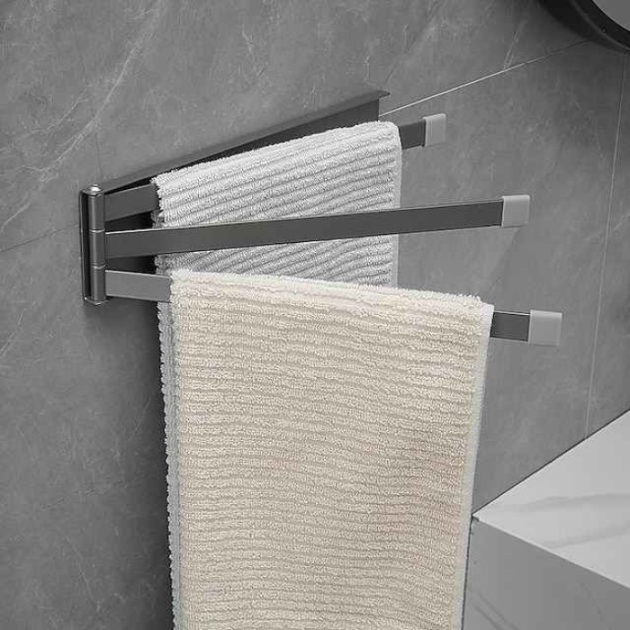 Towel Rack New Punch-Free Iron Art Can Be Rotated 180 Degrees Towel Bar Toilet Hanging Towel Rack Single-Pole Multi-Pole Bathroom