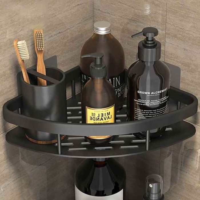 Corner Shower Caddy,Triangle Towel Shower Storage Rack Corner Shelves Wall Mounted Shampoo Holder No Drill Adhesive Bathroom Shelf Organizer