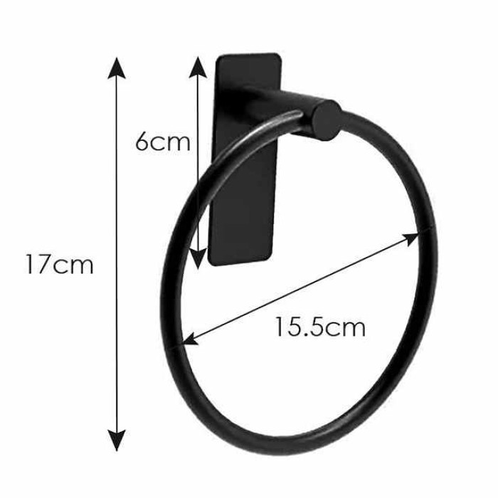 Adhesive Towel Ring Hand Towel Holder for Bathroom Modern Round Towel Hanger Wall Mounted SUS 304 Stainless Steel Matte Black