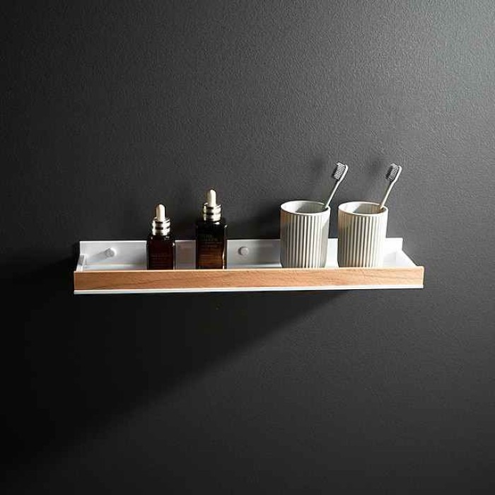 Bathroom Shelves Wall Mounted Beech Space Aluminum Shower Shelf Storage Organizer Rack Bathroom Kitchen Bathroom Hardware Pendant Shower Rack Corner Shelf 1pc