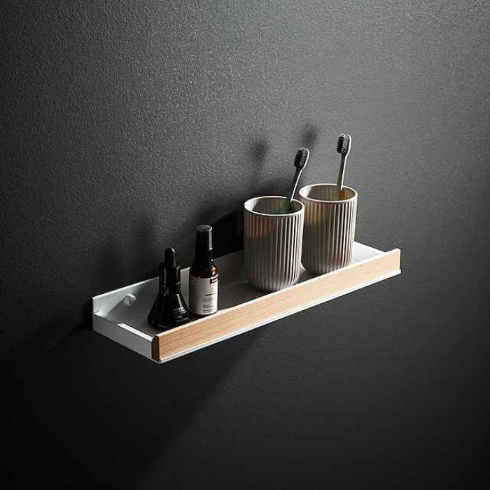 Bathroom Shelves Wall Mounted Beech Space Aluminum Shower Shelf Storage Organizer Rack Bathroom Kitchen Bathroom Hardware Pendant Shower Rack Corner Shelf 1pc