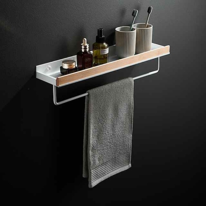 Bathroom Shelves Wall Mounted Beech Space Aluminum Shower Shelf Storage Organizer Rack Bathroom Kitchen Bathroom Hardware Pendant Shower Rack Corner Shelf 1pc