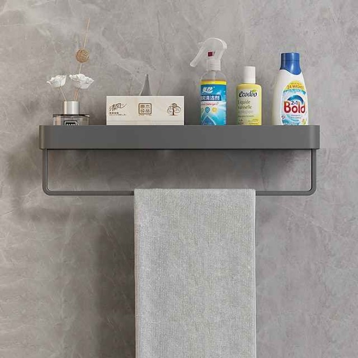 Bathroom Shelves Wall Mounted Gun Grey Storage Organizer Rack Bathroom Kitchen Bathroom Hardware Pendant Bathroom Shelf Space Aluminum Shower Rack Corner Shelf Square Bath Shower Shelf