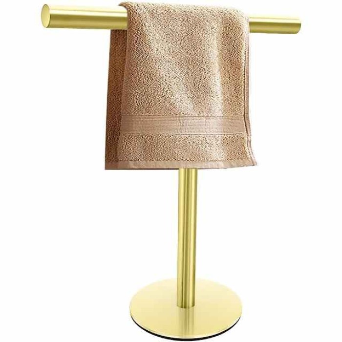 Hand Towel Holder Stand for Bathroom Vanity Countertop Matte Black T-Shape Towel Bar Rack Stand Towel Bar for Bathroom Kitchen