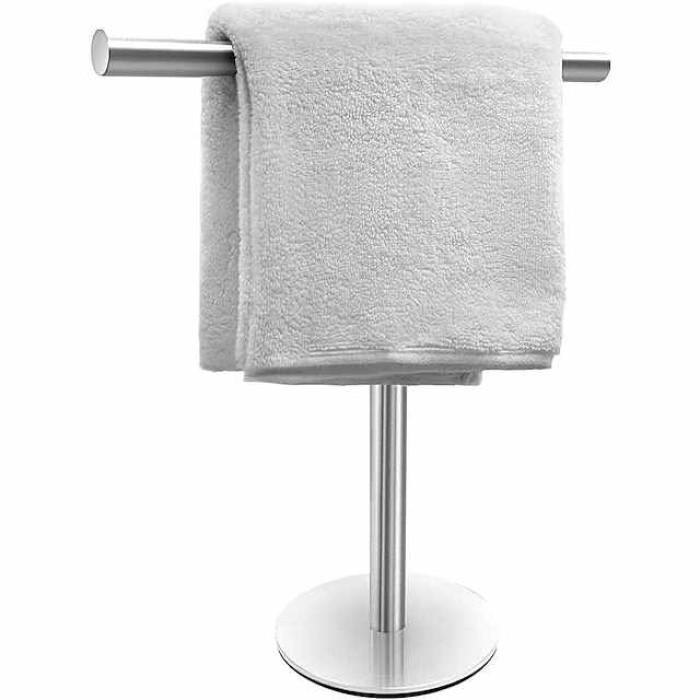 Hand Towel Holder Stand for Bathroom Vanity Countertop Matte Black T-Shape Towel Bar Rack Stand Towel Bar for Bathroom Kitchen