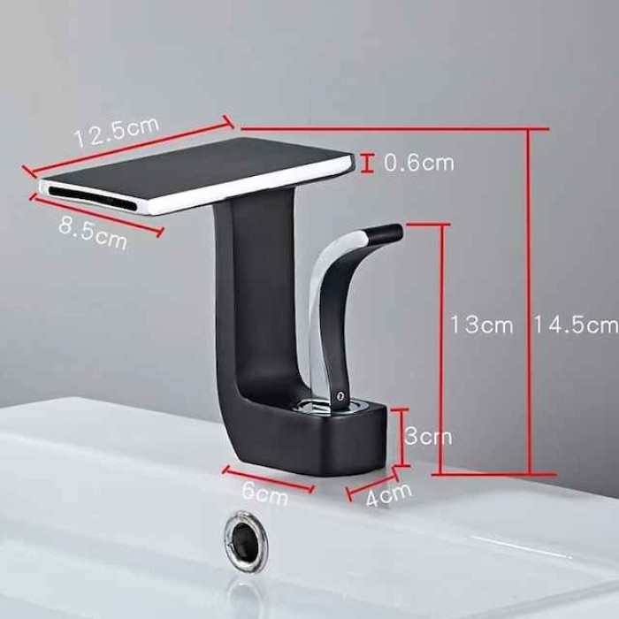 Waterfall Basin Sink Mixer Faucet, Brass Bathroom Taps Single Handle One Hole with Hot and Cold Hose Vessel Water Tap Deck Mounted