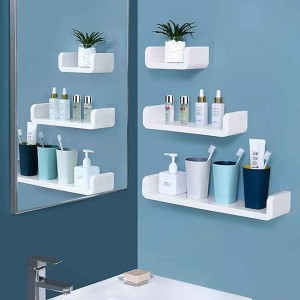 Adhesive Floating Shelves Non-Drilling,Display Picture Ledge Shelf U Bathroom Shelf Organizer for Home/Wall Decor/Kitchen/Bathroom Storage