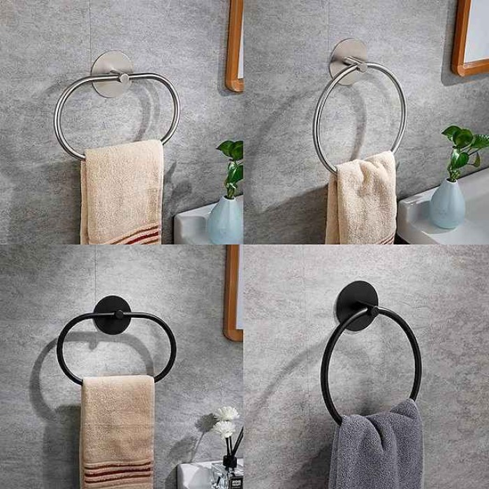 Towel Ring for Bathroom, Self-adhesive Hand Towel Holder Wall Mounted,304 Stainless Steel Bath Towel Hanger/Round Hand Towel Rack Perfect for Bathroom, Sink, Kitchen