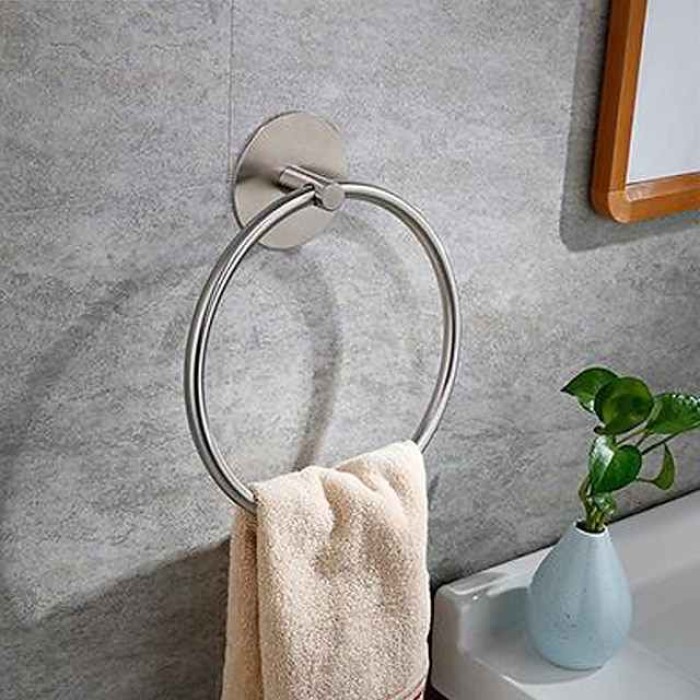 Towel Ring for Bathroom, Self-adhesive Hand Towel Holder Wall Mounted,304 Stainless Steel Bath Towel Hanger/Round Hand Towel Rack Perfect for Bathroom, Sink, Kitchen