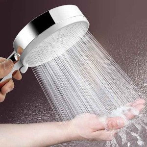 5 Mode Shower Head High Pressure Handheld Spray, with Stop Button Adjustable High-Pressure Water Saving, Shower Bathroom Accessories, Large Panel Electroplating Five-speed Showerhead