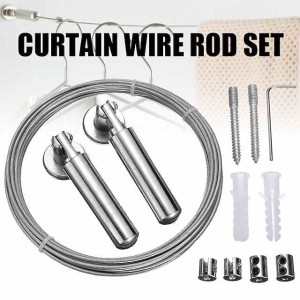 Wallniture Curtain Rod Set for Tapestry Kids Crafts Wall Decor Picture Hanging Kit  Curtain Wire Rod  Stainless Steel Photo Hanging Wire Clothesline Wire Window Curtain Tension Wire (5 Meter)