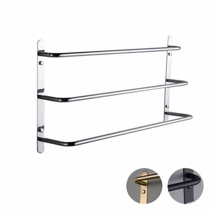 Wall Mounted Towel RackStainless Steel 3-TierTowel Bar Storage Shelf for Bathroom 45/60cm Towel Holder Towel Rail Towel Hanger